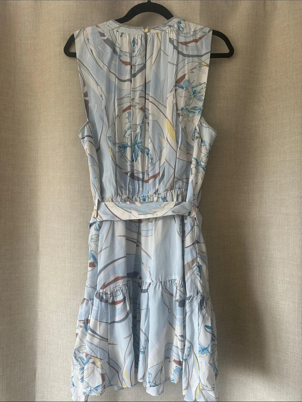 Reiss Vienna Swirl Sleeveless Floral Print Midi Dress in Light Blue Sz 10 NWT